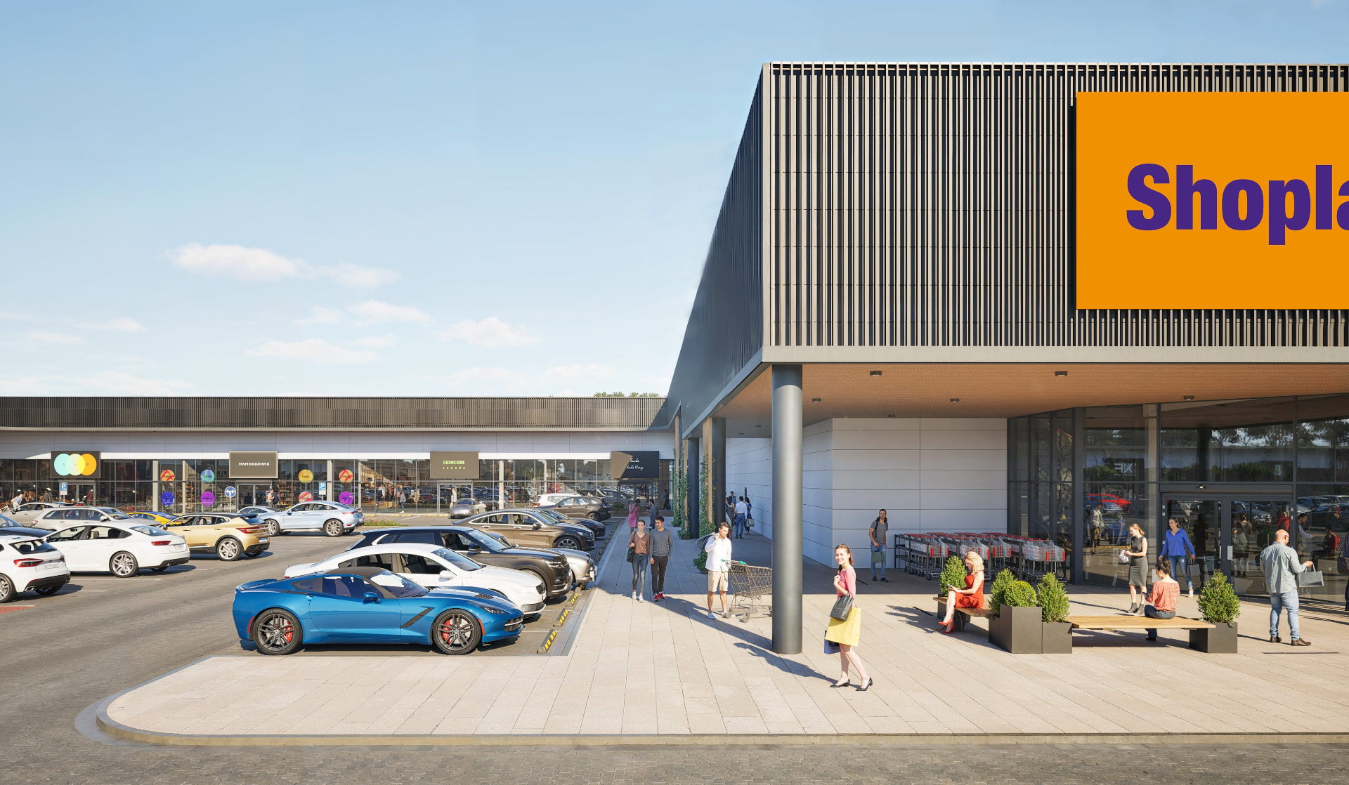Park handlowy SHOPLAND Wolsztyn — wizualizacja poglądowa